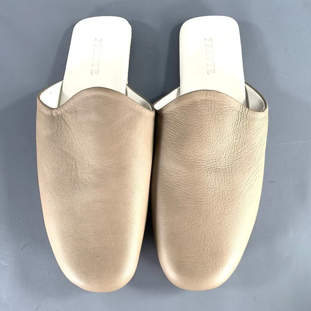 FRETTE Size 9 Grey Taupe Leather Slippers Loafers